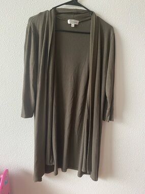 Lightweight Olive Open-Front Cardigan